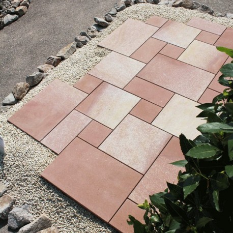 dalles de sol sur mesure en grès rose des Vosges, pierre naturelle